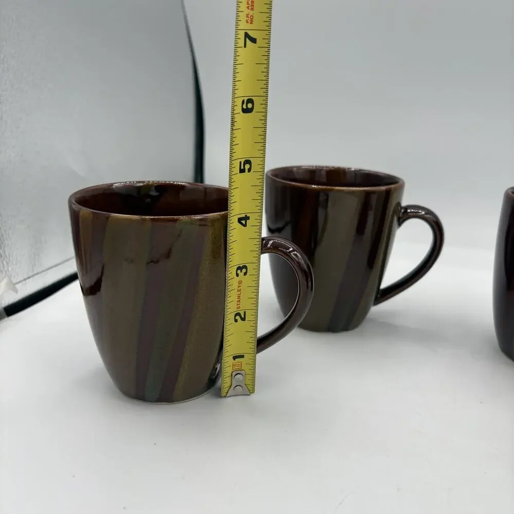 Sango Avanti Brown‎ 4722 Coffee Mugs Set of 4 Swirl Stripe 4